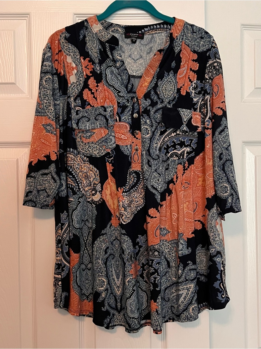 Cocomo Navy and Rust Paisley Tunic
